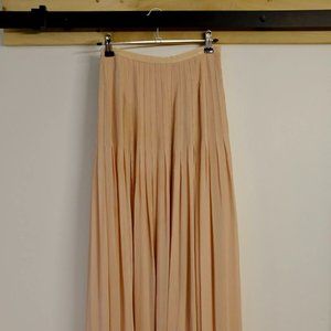 Blush Pink Ann Taylor Pleated Chiffon Floor-Length Skirt